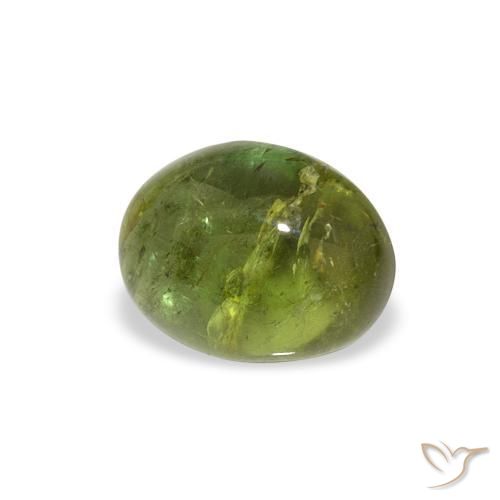 1.45 ct Green Tourmaline Stone, Natural Tourmaline in Oval Cabochon Shape for Sale