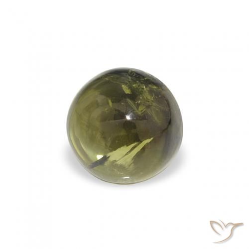 0.61 ct Green Tourmaline Stone, Natural Tourmaline in Round Cabochon Shape for Sale