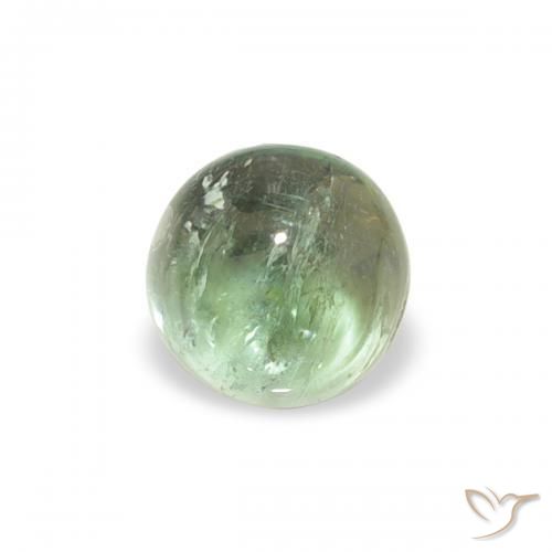 0.66 ct Green Tourmaline Stone, Natural Tourmaline in Round Cabochon Shape for Sale
