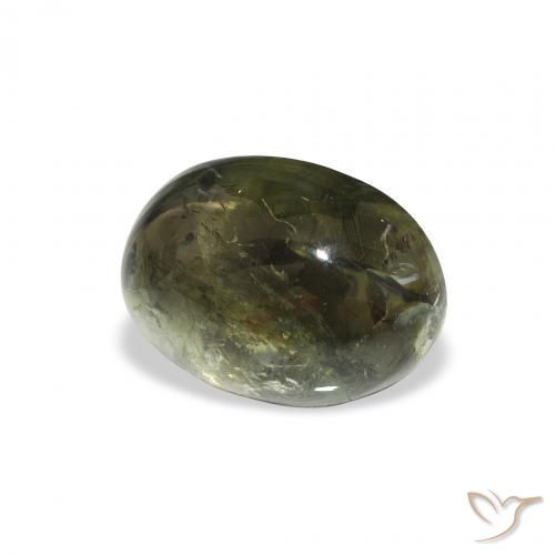 1.82 ct Green Tourmaline Stone, Natural Tourmaline in Oval Cabochon Shape for Sale