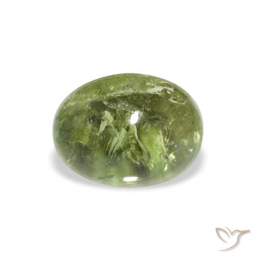 1.76 ct Green Tourmaline Gemstone, Tourmaline Gem in Oval Cabochon Shape for Sale.