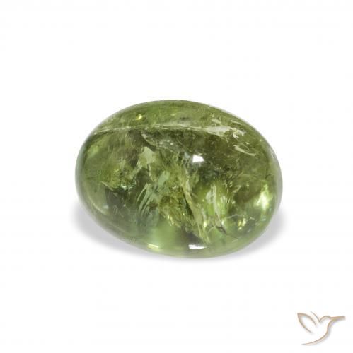 1.76 ct Green Tourmaline Stone, Natural Tourmaline in Oval Cabochon Shape for Sale