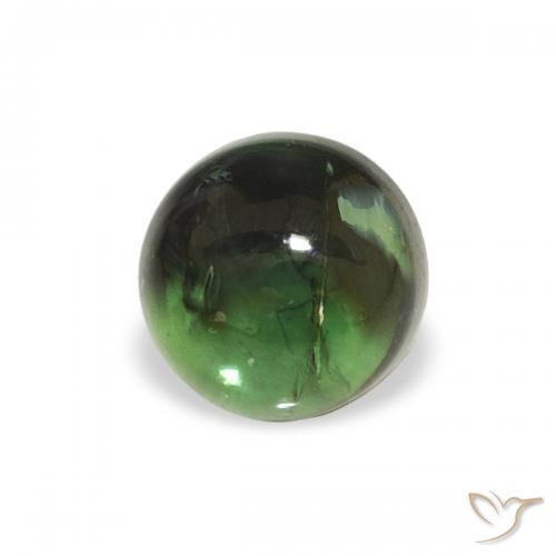 0.66 ct Green Tourmaline Stone, Natural Tourmaline in Round Cabochon Shape for Sale