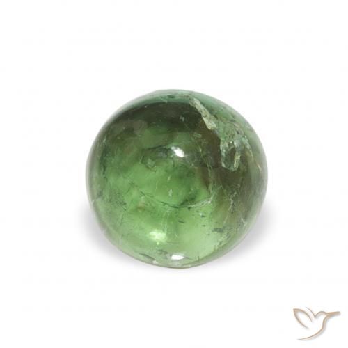 0.58 ct Green Tourmaline Stone, Natural Tourmaline in Round Cabochon Shape for Sale