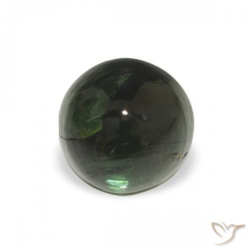 0.77 ct Green Tourmaline Stone, Natural Tourmaline in Round Cabochon Shape for Sale