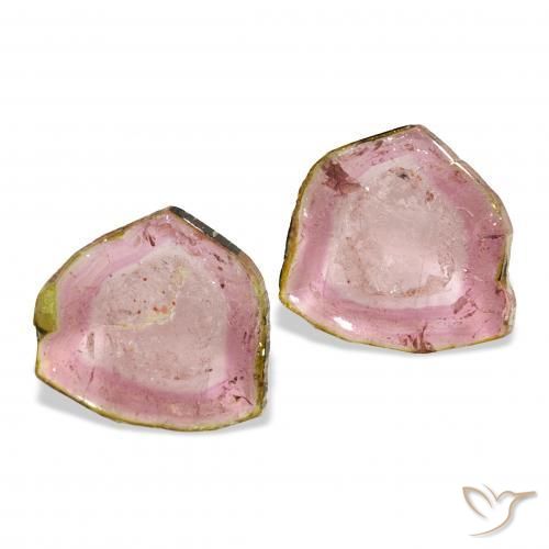 6.07 ctw Bi-color Tourmaline Stones, Natural Tourmaline in Fancy Slice Shape for Sale