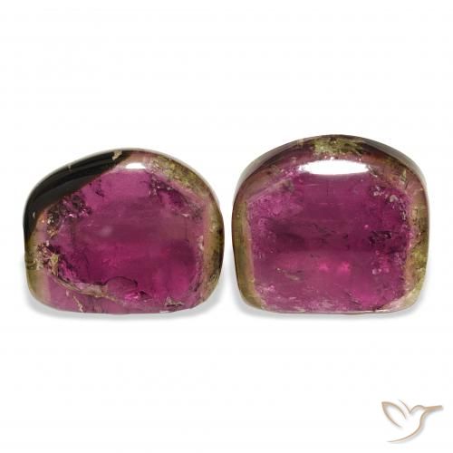 10.21 ctw Bi-color Tourmaline Gemstones, Tourmaline Gems in Fancy Slice Shape for Sale.