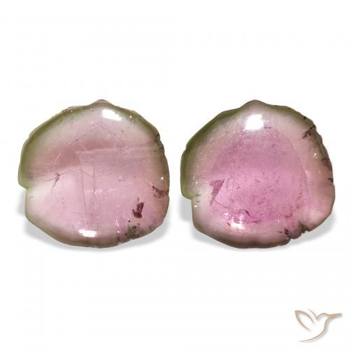5.20 ctw Bi-color Tourmaline Gemstones, Tourmaline Gems in Fancy Slice Shape for Sale.