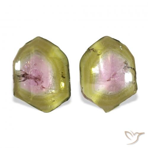 3.73 ctw Multicolor Tourmaline Gemstones, Tourmaline Gems in Fancy Slice Shape for Sale.