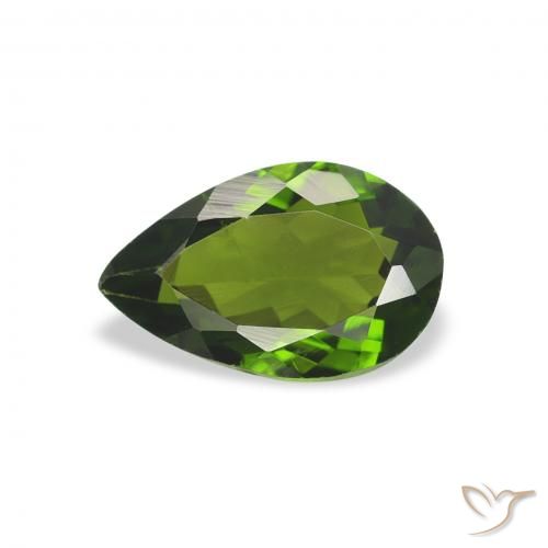 0.74ct Natural Medium Green Tourmaline, Pear Shape, VS, Photo A