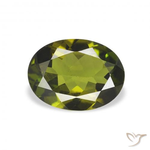 1.01 ct Green Tourmaline Gemstone, Tourmaline Gem in Oval Facet Shape for Sale.