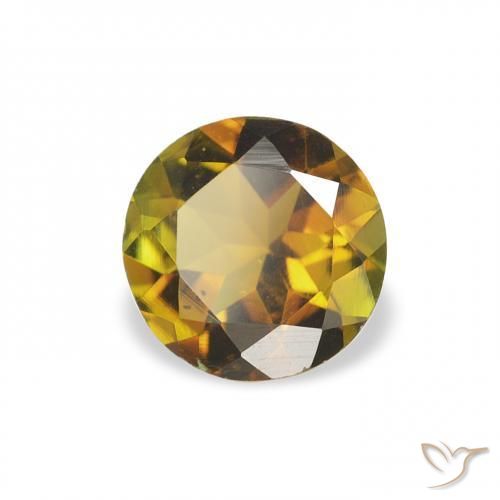 0.60 ct Golden Tourmaline Stone, Natural Tourmaline in Round Facet Shape for Sale