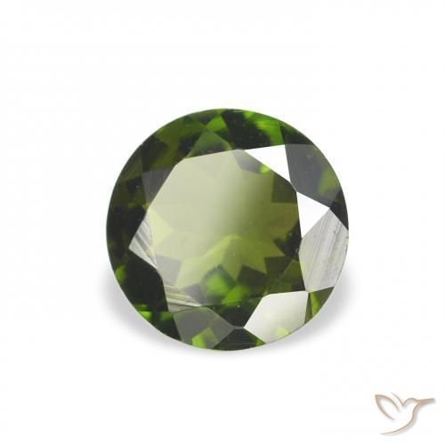 0.64 ct Green Tourmaline Stone, Natural Tourmaline in Round Facet Shape for Sale
