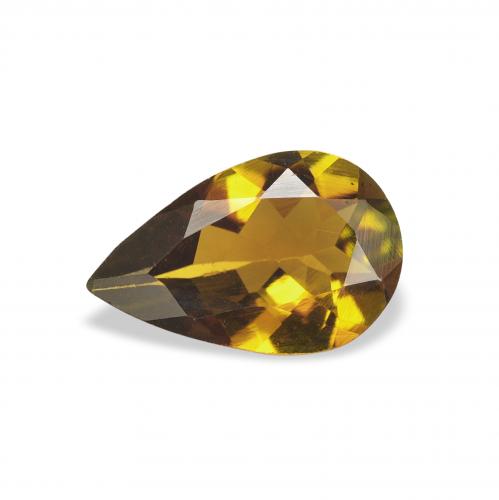 0.91 ct Golden Tourmaline Gemstone, Tourmaline Gem in Pear Facet Shape for Sale.