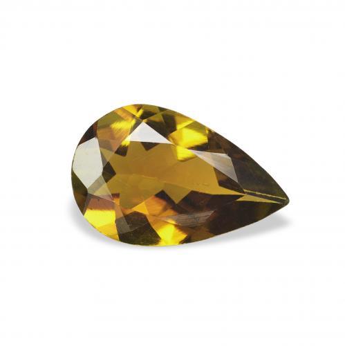 0.91 ct Golden Tourmaline Stone, Natural Tourmaline in Pear Facet Shape for Sale