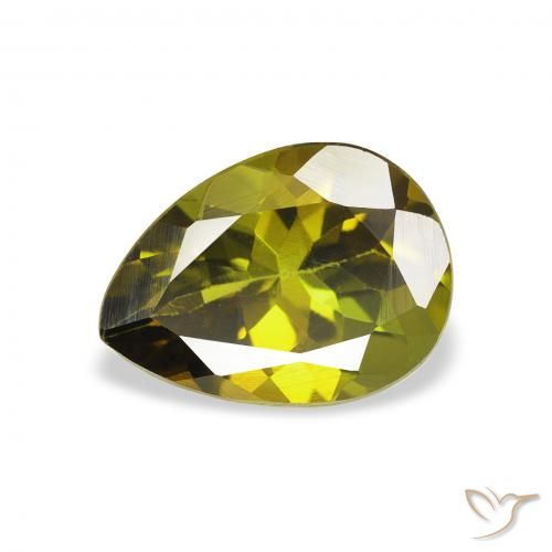1.14ct Natural Warm Green Tourmaline, Pear Shape, VVS-VS