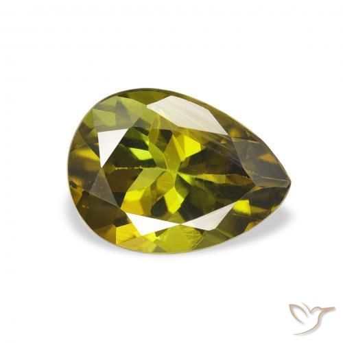 1.14 ct Green Tourmaline Stone, Natural Tourmaline in Pear Facet Shape for Sale