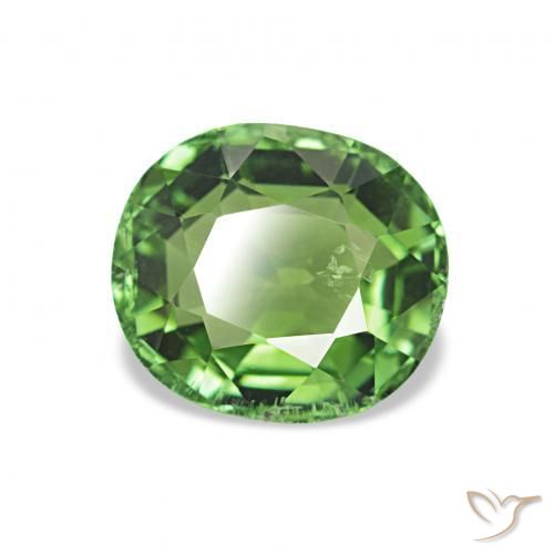 1.32 ct Green Tourmaline Stone, Natural Tourmaline in Oval Facet Shape for Sale