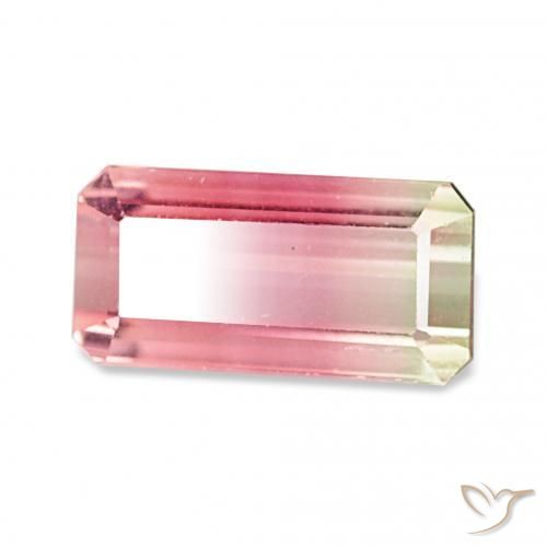 2.27 ct Bi-color Tourmaline Stone, Natural Tourmaline in Octagon Step Cut Shape for Sale