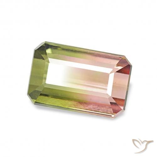 1.32 ct Multicolor Tourmaline Stone, Natural Tourmaline in Octagon Step Cut Shape for Sale