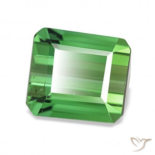 1.61 ct Green Tourmaline Stone, Natural Tourmaline in Octagon Step Cut Shape for Sale