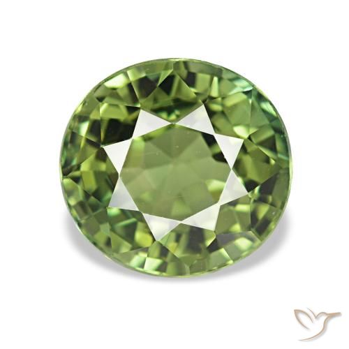 1.54 ct Green Tourmaline Gemstone, Tourmaline Gem in Round Facet Shape for Sale.