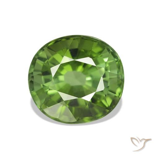 1.66 ct Green Tourmaline Gemstone, Tourmaline Gem in Oval Facet Shape for Sale.