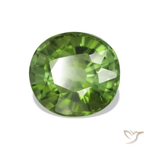 1.66 ct Green Tourmaline Stone, Natural Tourmaline in Oval Facet Shape for Sale