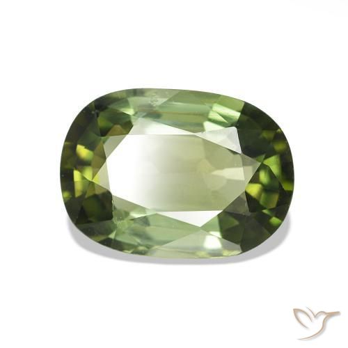 1.55 ct Green Tourmaline Stone, Natural Tourmaline in Cushion-Cut Shape for Sale