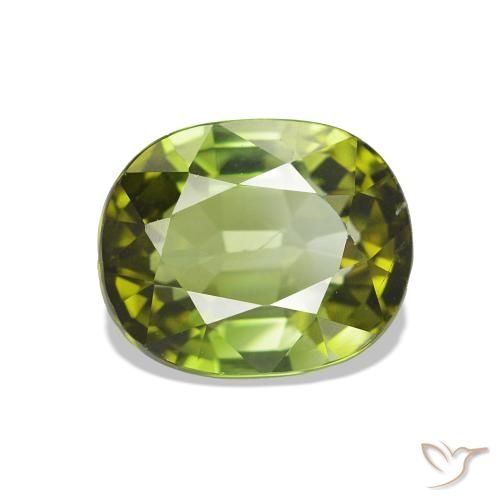 1.81 ct Green Tourmaline Gemstone, Tourmaline Gem in Oval Facet Shape for Sale.