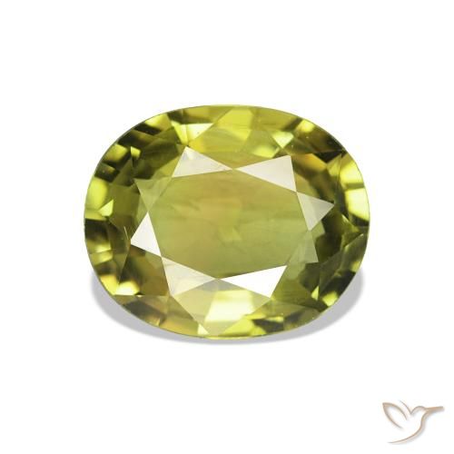 1.57 ct Green Tourmaline Gemstone, Tourmaline Gem in Oval Facet Shape for Sale.