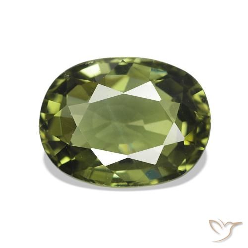 1.82 ct Green Tourmaline Gemstone, Tourmaline Gem in Oval Facet Shape for Sale.