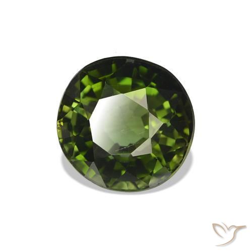 1.69 ct Green Tourmaline Stone, Natural Tourmaline in Round Facet Shape for Sale