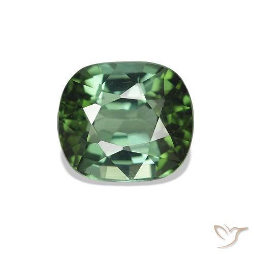 1.55 ct Green Tourmaline Gemstone, Tourmaline Gem in Cushion-Cut Shape for Sale.