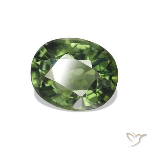 1.55 ct Green Tourmaline Stone, Natural Tourmaline in Oval Facet Shape for Sale