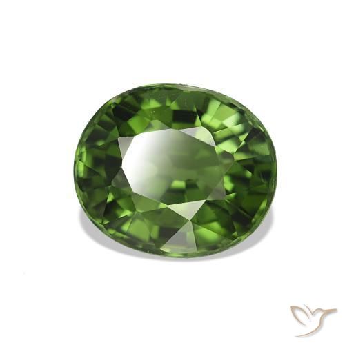 1.73 ct Green Tourmaline Stone, Natural Tourmaline in Oval Facet Shape for Sale