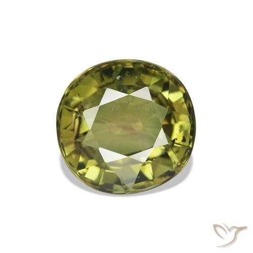 1.53 ct Green Tourmaline Gemstone, Tourmaline Gem in Oval Facet Shape for Sale.