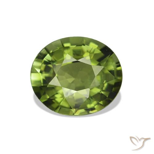 1.45 ct Green Tourmaline Gemstone, Tourmaline Gem in Oval Facet Shape for Sale.
