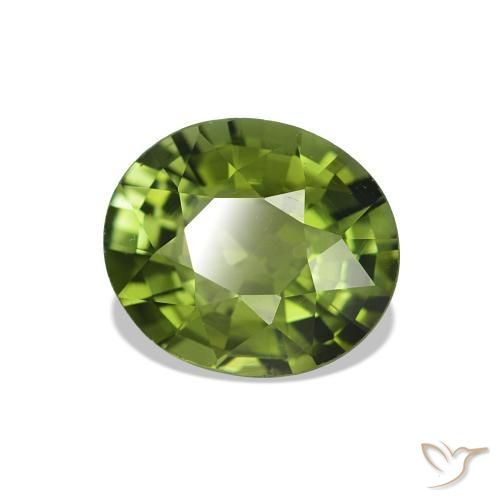 1.45 ct Green Tourmaline Stone, Natural Tourmaline in Oval Facet Shape for Sale