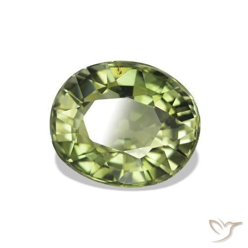1.45 ct Green Tourmaline Stone, Natural Tourmaline in Oval Facet Shape for Sale