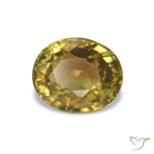 1.36 ct Yellow Tourmaline Stone, Natural Tourmaline in Oval Facet Shape for Sale