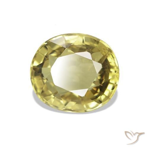 1.60 ct Yellow Tourmaline Stone, Natural Tourmaline in Oval Facet Shape for Sale