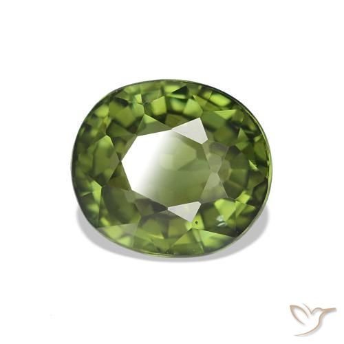 1.62 ct Green Tourmaline Stone, Natural Tourmaline in Oval Facet Shape for Sale