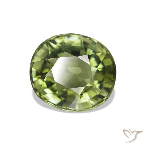 1.59 ct Green Tourmaline Stone, Natural Tourmaline in Oval Facet Shape for Sale