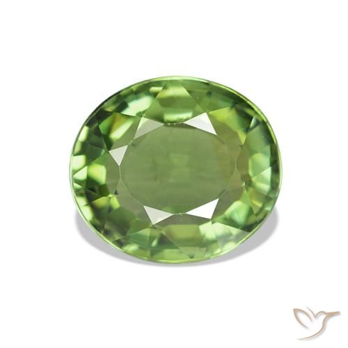 1.42 ct Green Tourmaline Gemstone, Tourmaline Gem in Oval Facet Shape for Sale.