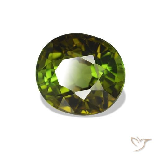 1.66 ct Green Tourmaline Stone, Natural Tourmaline in Oval Facet Shape for Sale