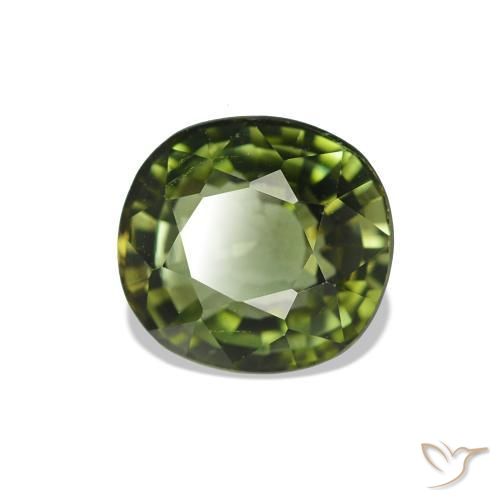 1.44 ct Green Tourmaline Stone, Natural Tourmaline in Cushion-Cut Shape for Sale