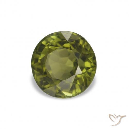 1.55 ct Green Tourmaline Stone, Natural Tourmaline in Round Facet Shape for Sale