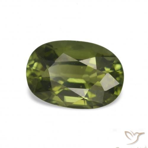 1.66 ct Green Tourmaline Stone, Natural Tourmaline in Oval Facet Shape for Sale