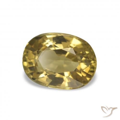 1.60 ct Golden Tourmaline Stone, Natural Tourmaline in Oval Facet Shape for Sale